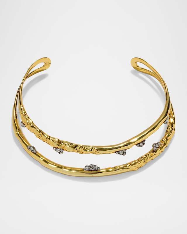 Brut Gold Crystal Thorned Open Collar